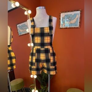 Blackmilk Yellow and Black Plaid Overalls